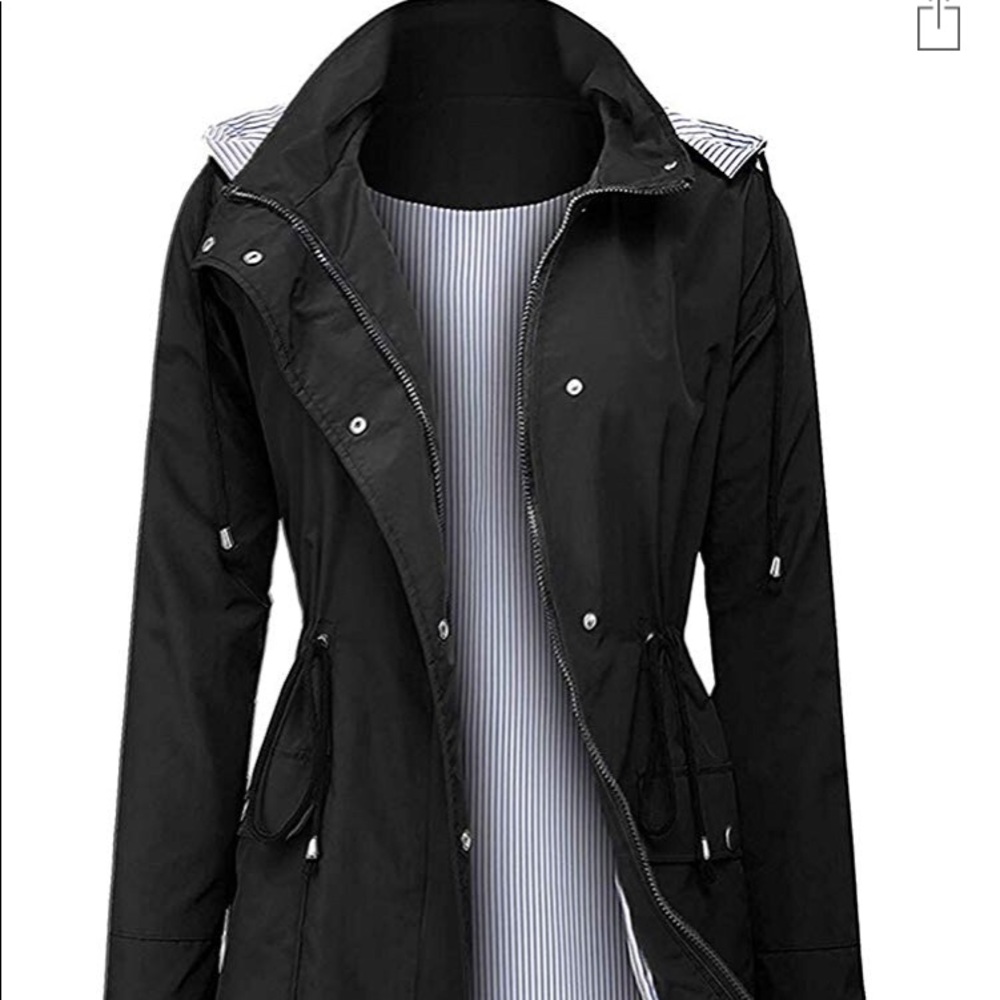 Waterproof Raincoat Jacket Hoodie Black